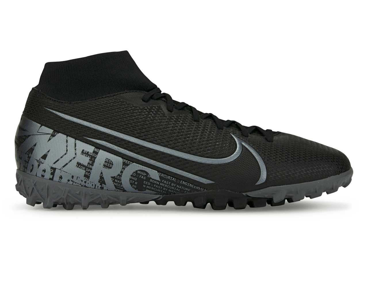 Nike, Nike Men's Mercurial Superfly 7 Academy Turf Soccer Shoes Black/Metalic Cool Grey