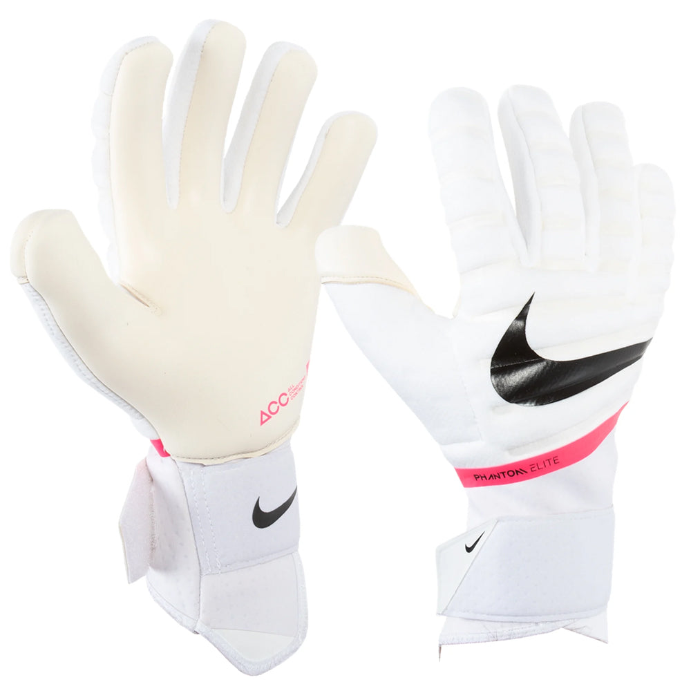 Nike, Nike Men's Phantom Elite Goalkeeper Gloves White/Pink Blast/Black