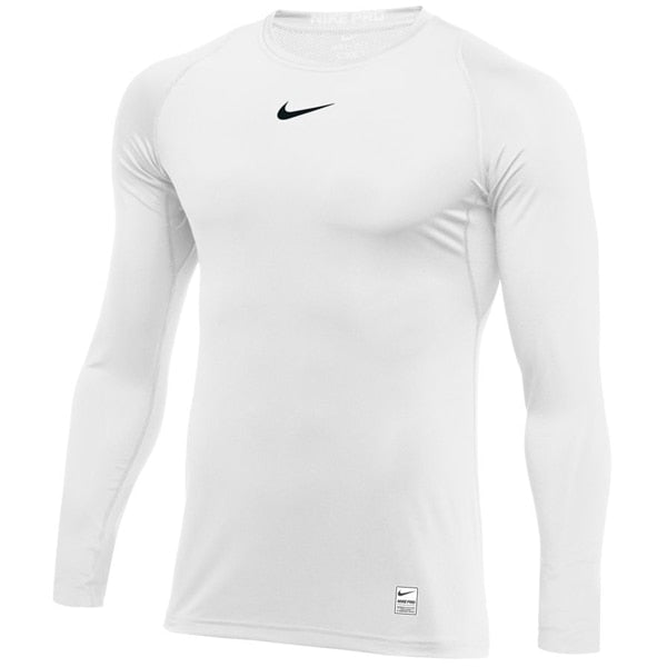 adidas, Nike Men's Pro Fitted Long Sleeve Top White