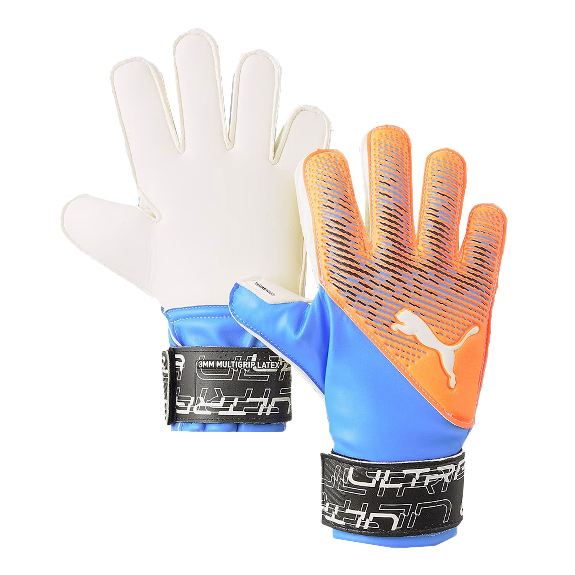 PUMA, PUMA Kids Ultra Protect 3 RC Fingersave Goalkeeper Gloves Orange/Blue