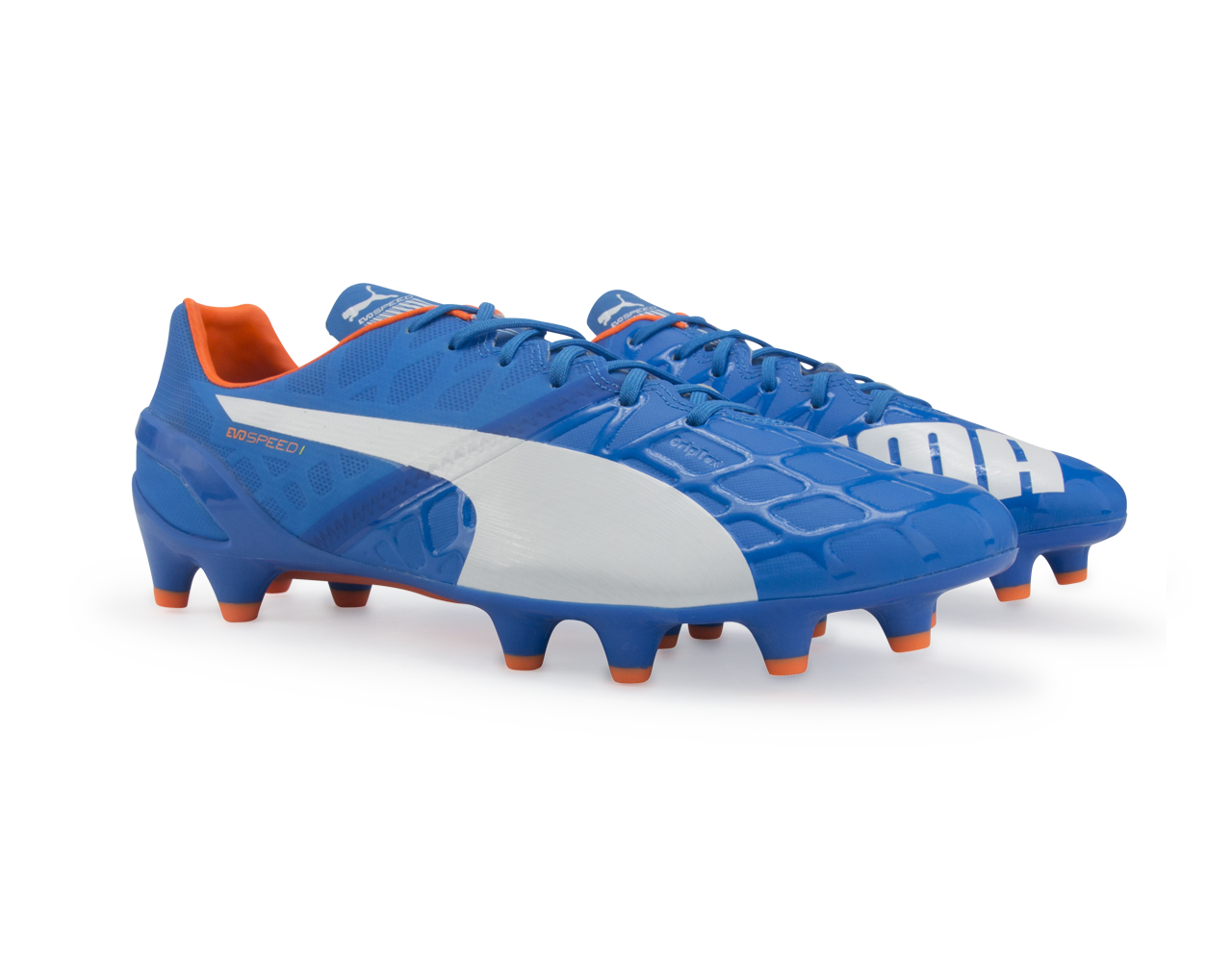 PUMA, PUMA Men's evoSPEED 1.4 FG Orange Clown Fish/Electric Blue Lemonade